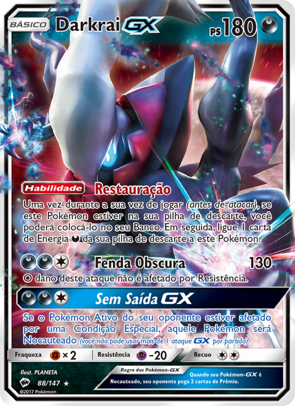 Darkrai GX 88 — Sombras Ardentes (Portuguese Pokémon TCG card)
