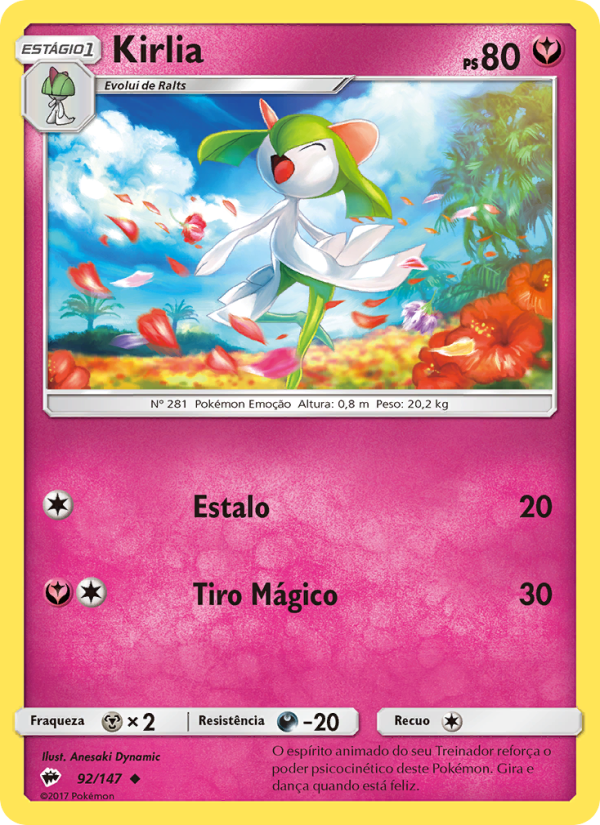 Kirlia 92 — Sombras Ardentes (Portuguese Pokémon TCG card)