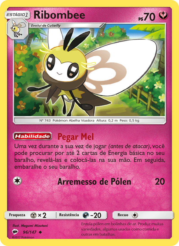 Ribombee 96 — Sombras Ardentes (Portuguese Pokémon TCG card)
