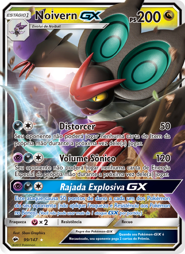 Noivern GX 99 — Sombras Ardentes (Portuguese Pokémon TCG card)