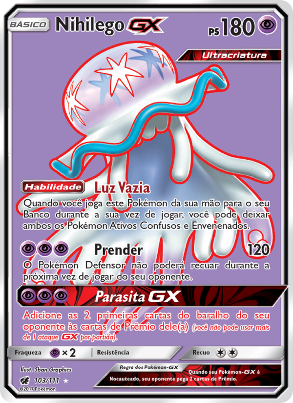 Nihilego GX 103 — Invasão Carmim (Portuguese Pokémon TCG card)