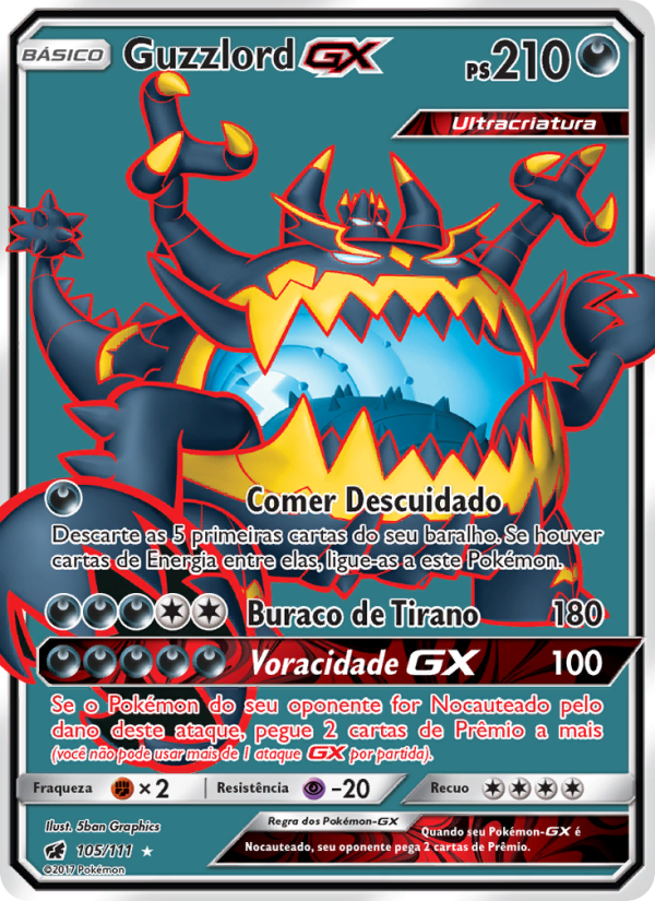 Guzzlord GX 105 — Invasão Carmim (Portuguese Pokémon TCG card)
