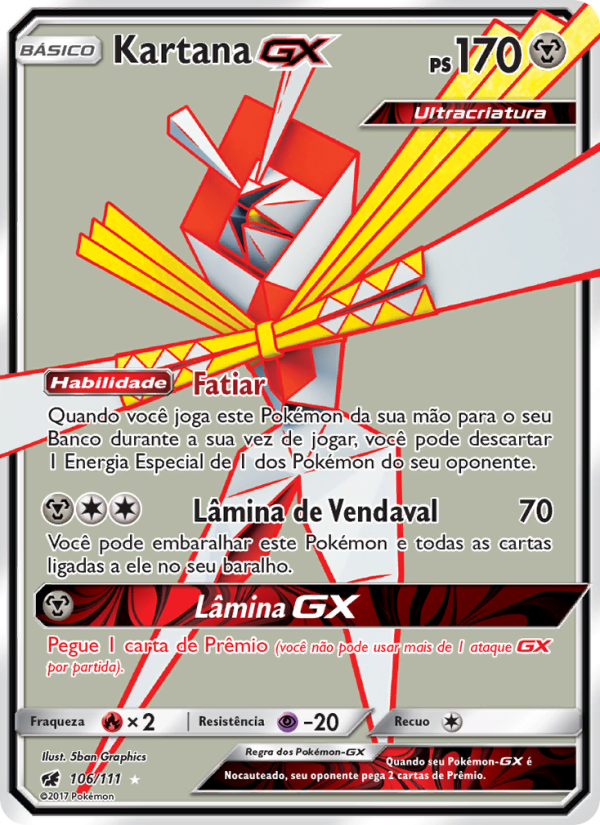 Kartana GX 106 — Invasão Carmim (Portuguese Pokémon TCG card)