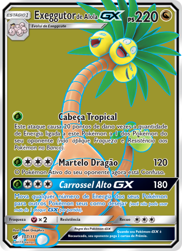 Exeggutor de Alola GX 107 — Invasão Carmim (Portuguese Pokémon TCG card)