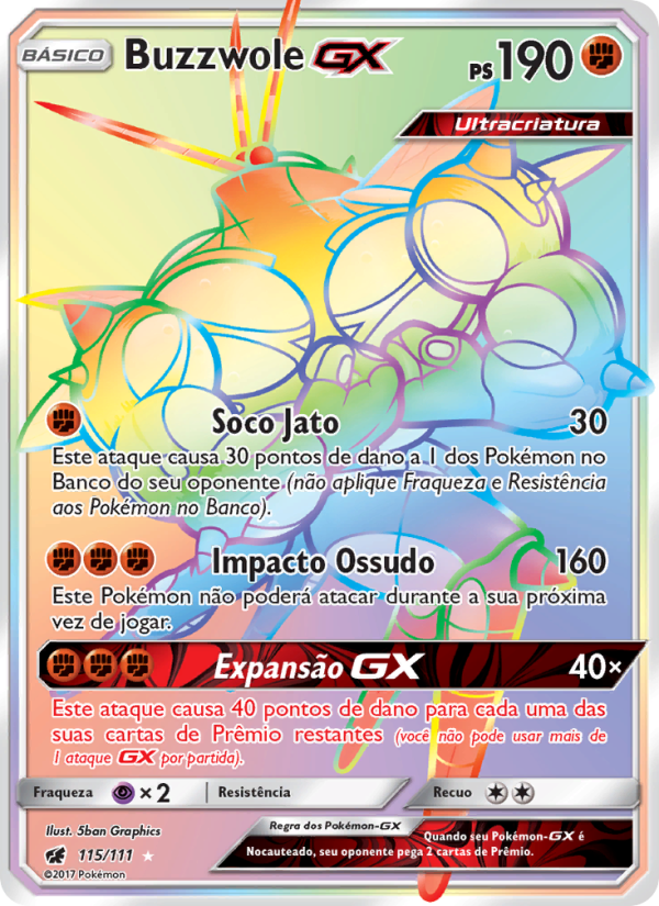 Buzzwole GX 115 — Invasão Carmim (Portuguese Pokémon TCG card)