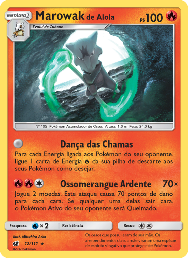 Marowak de Alola 12 — Invasão Carmim (Portuguese Pokémon TCG card)