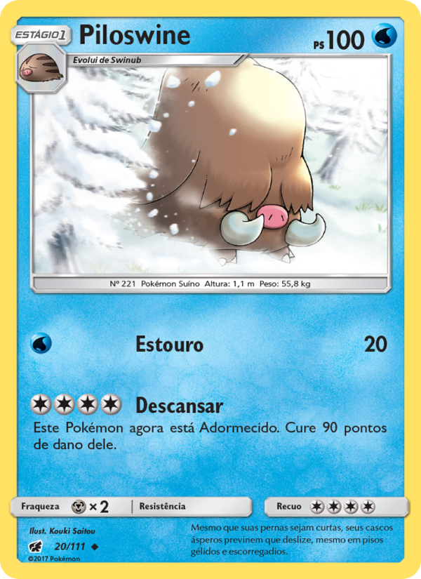 Piloswine 20 — Invasão Carmim (Portuguese Pokémon TCG card)