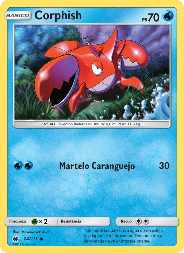 Corphish 24 — Invasão Carmim (Portuguese Pokémon TCG card)