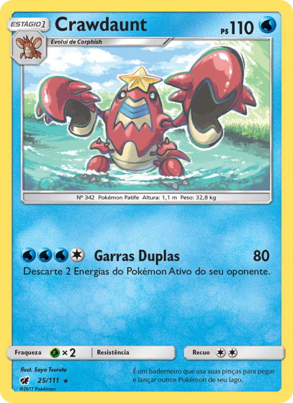 Crawdaunt 25 — Invasão Carmim (Portuguese Pokémon TCG card)