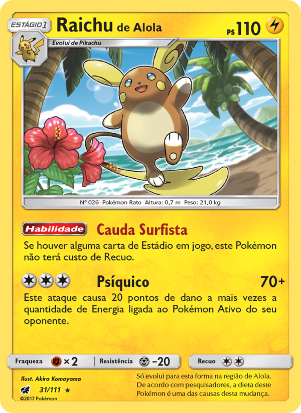 Raichu de Alola 31 — Invasão Carmim (Portuguese Pokémon TCG card)