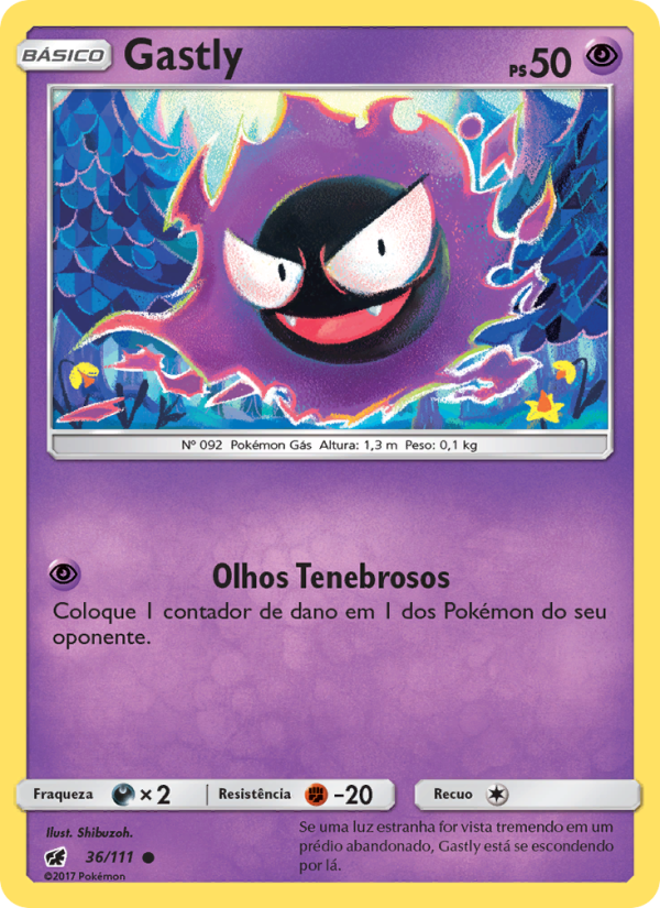 Gastly 36 — Invasão Carmim (Portuguese Pokémon TCG card)