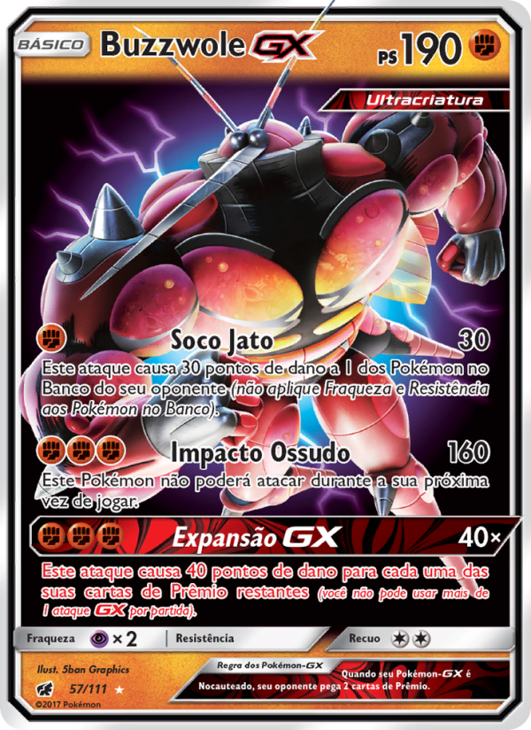 Buzzwole GX 57 — Invasão Carmim (Portuguese Pokémon TCG card)