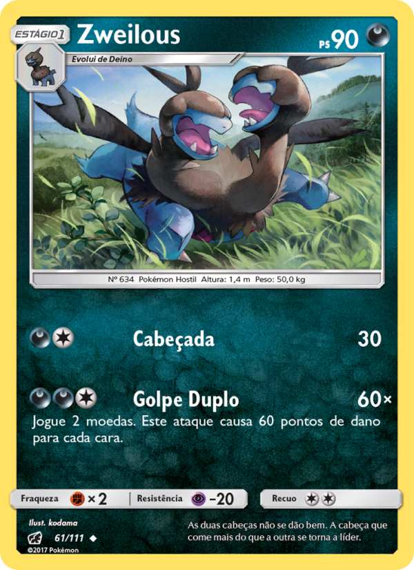 Zweilous 61 — Invasão Carmim (Portuguese Pokémon TCG card)