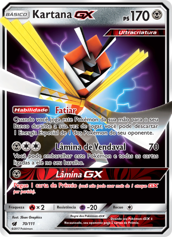 Kartana GX 70 — Invasão Carmim (Portuguese Pokémon TCG card)