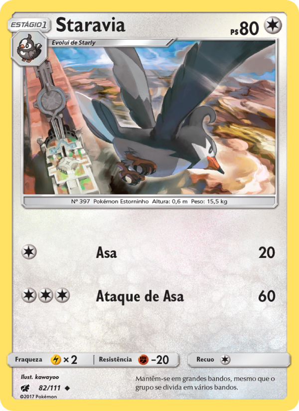 Staravia 82 — Invasão Carmim (Portuguese Pokémon TCG card)