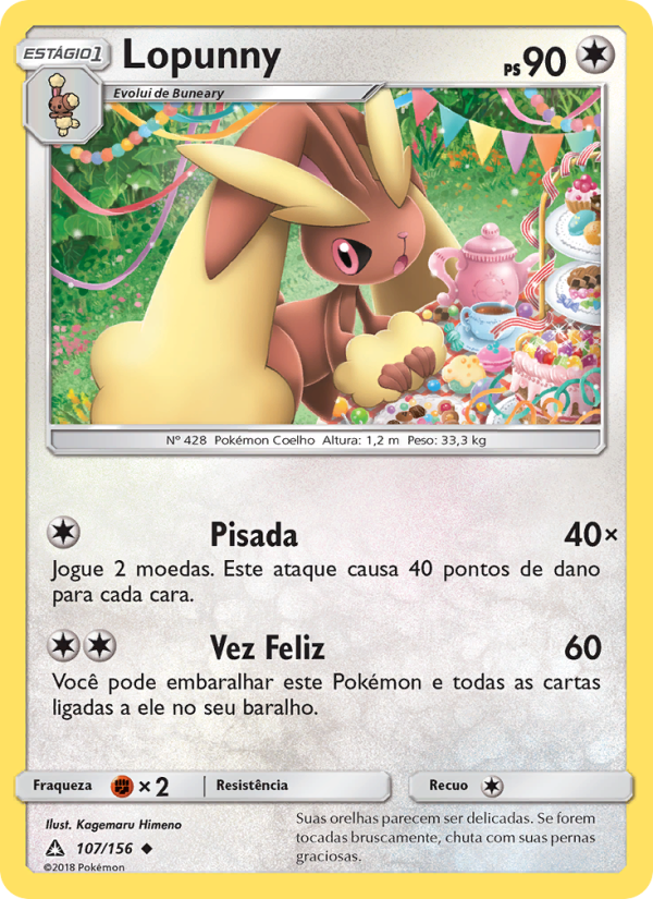 Lopunny 107 — Ultra Prisma (Portuguese Pokémon TCG card)