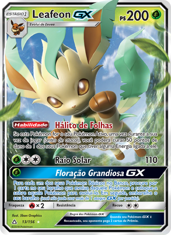 Leafeon GX 13 — Ultra Prisma (Portuguese Pokémon TCG card)