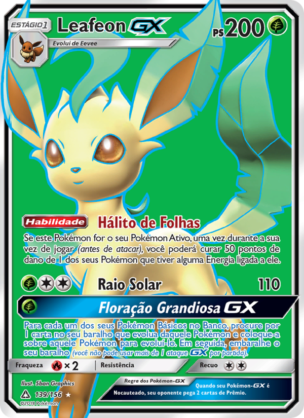 Leafeon GX 139 — Ultra Prisma (Portuguese Pokémon TCG card)