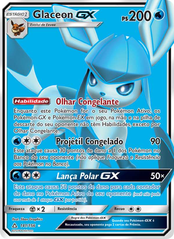 Glaceon GX 141 — Ultra Prisma (Portuguese Pokémon TCG card)