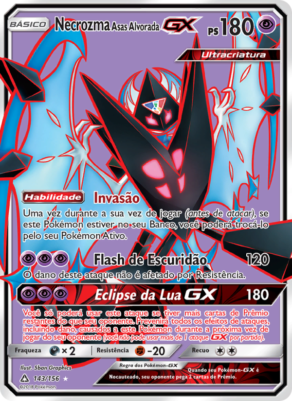 Necrozma Asas Alvorada GX 143 — Ultra Prisma (Portuguese Pokémon TCG card)