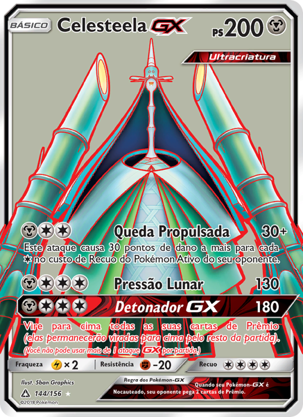 Celesteela GX 144 — Ultra Prisma (Portuguese Pokémon TCG card)