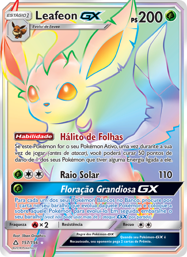 Leafeon GX 157 — Ultra Prisma (Portuguese Pokémon TCG card)