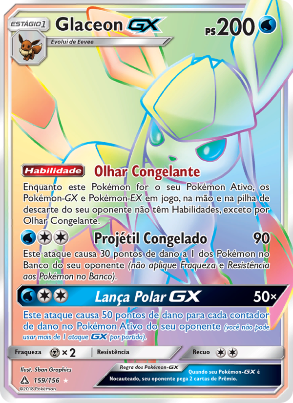 Glaceon GX 159 — Ultra Prisma (Portuguese Pokémon TCG card)
