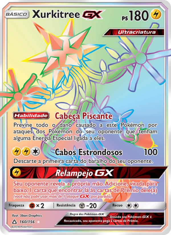 Xurkitree GX 160 — Ultra Prisma (Portuguese Pokémon TCG card)