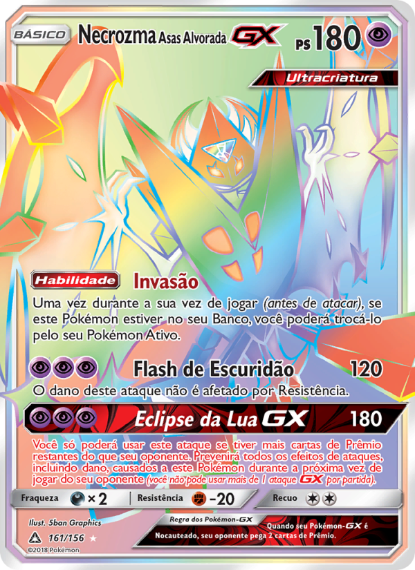 Necrozma Asas Alvorada GX 161 — Ultra Prisma (Portuguese Pokémon TCG card)