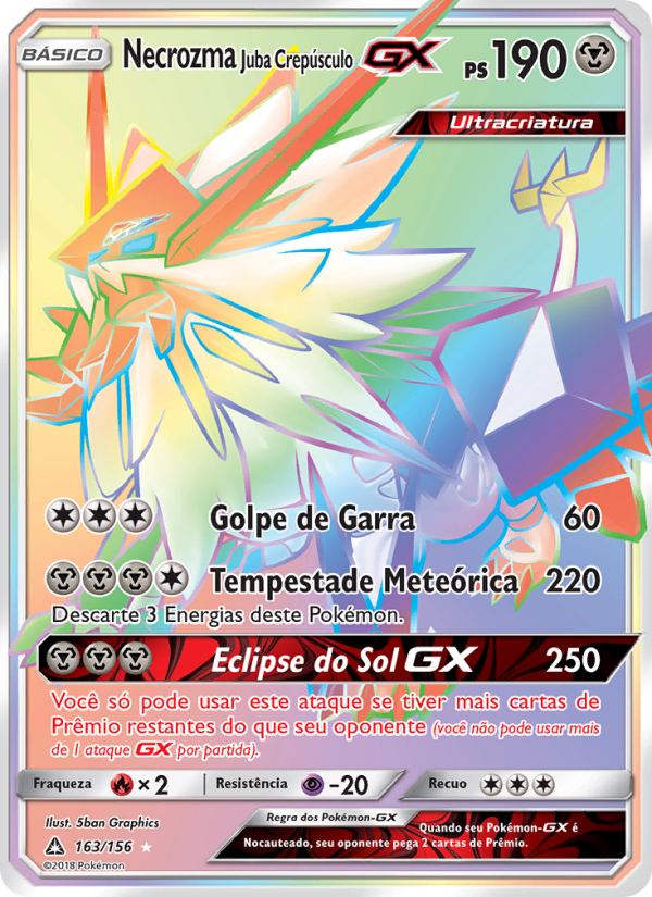 Necrozma Juba Crepúsculo GX 163 — Ultra Prisma (Portuguese Pokémon TCG card)