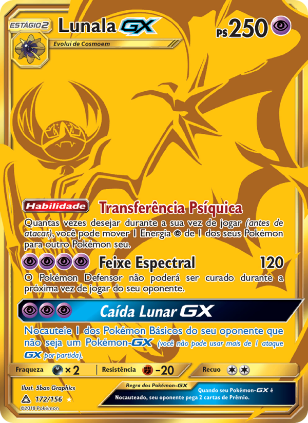 Lunala GX 172 — Ultra Prisma (Portuguese Pokémon TCG card)