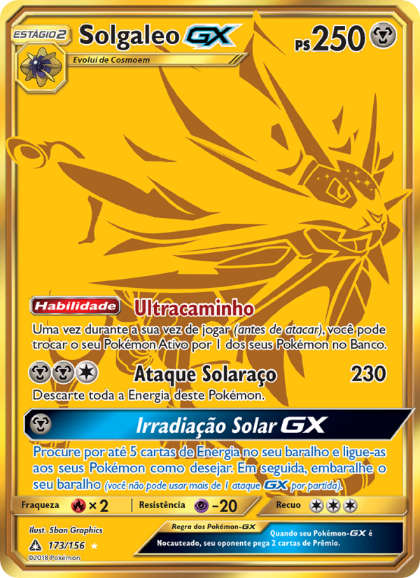 Solgaleo GX 173 — Ultra Prisma (Portuguese Pokémon TCG card)