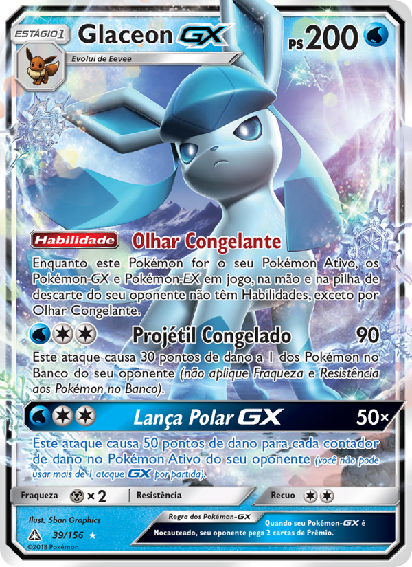 Glaceon GX 39 — Ultra Prisma (Portuguese Pokémon TCG card)