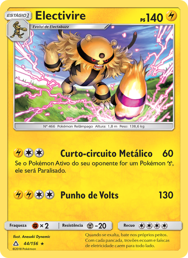 Electivire 44 — Ultra Prisma (Portuguese Pokémon TCG card)