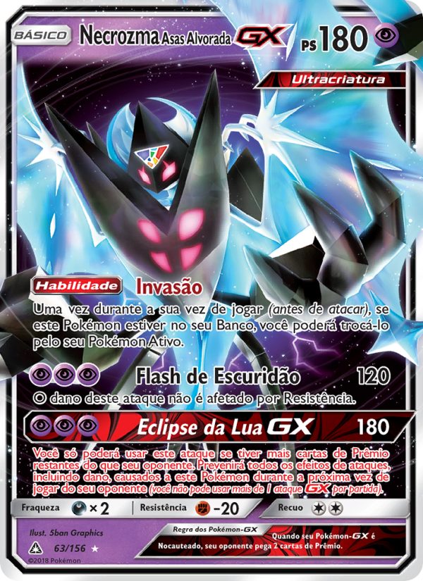 Necrozma Asas Alvorada GX 63 — Ultra Prisma (Portuguese Pokémon TCG card)