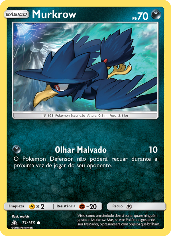 Murkrow 71 — Ultra Prisma (Portuguese Pokémon TCG card)