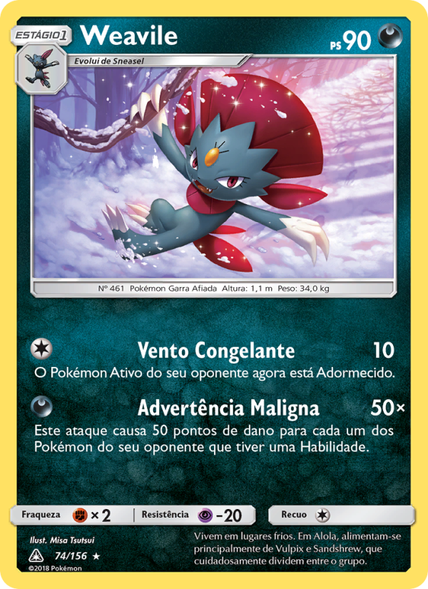 Weavile 74 — Ultra Prisma (Portuguese Pokémon TCG card)