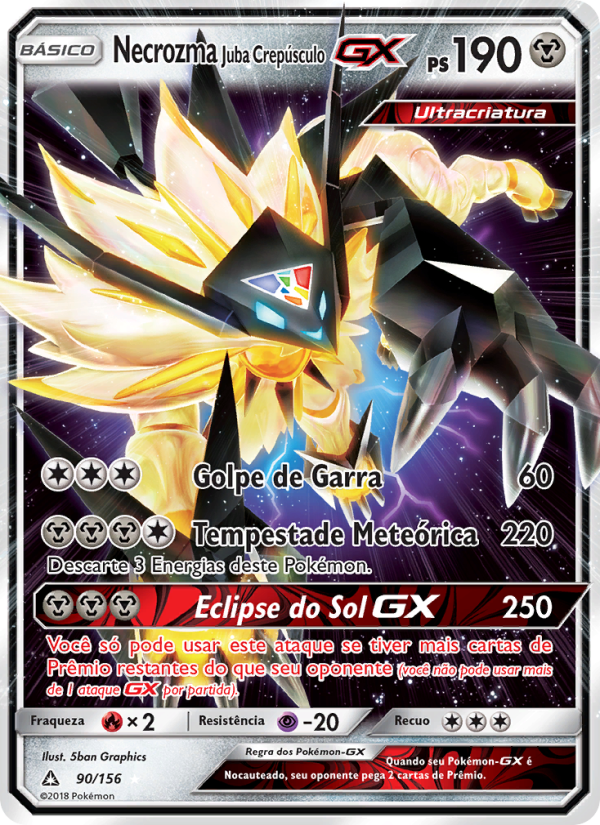 Necrozma Juba Crepúsculo GX 90 — Ultra Prisma (Portuguese Pokémon TCG card)