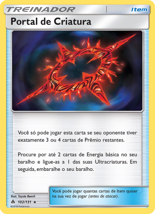 Portal de Criatura 102 — Luz Proibida (Portuguese Pokémon TCG card)