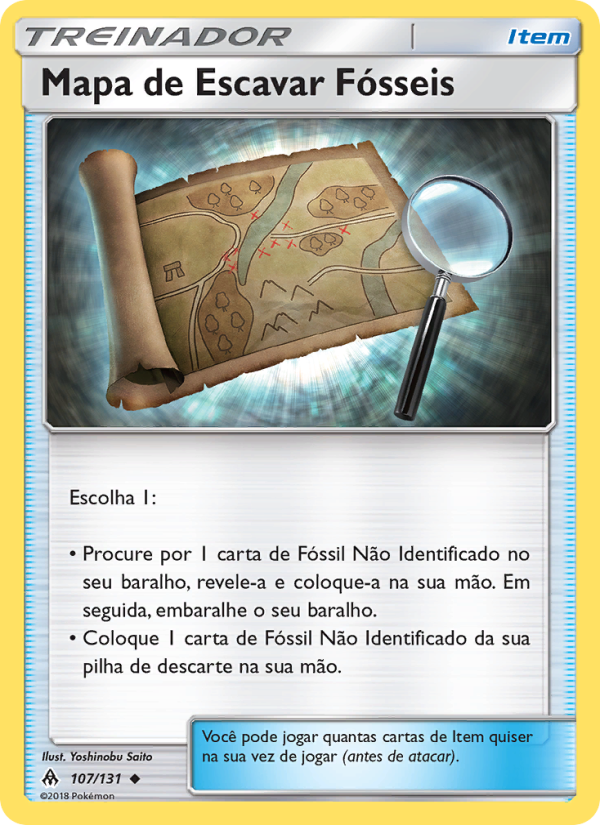 Mapa de Escavar Fósseis 107 — Luz Proibida (Portuguese Pokémon TCG card)