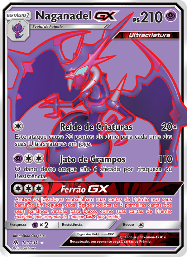Naganadel GX 121 — Luz Proibida (Portuguese Pokémon TCG card)