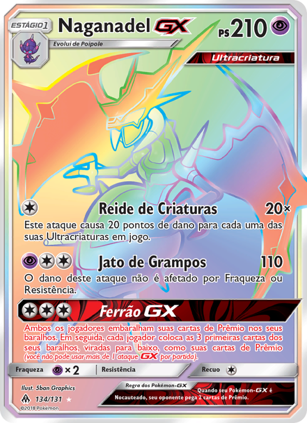 Naganadel GX 134 — Luz Proibida (Portuguese Pokémon TCG card)