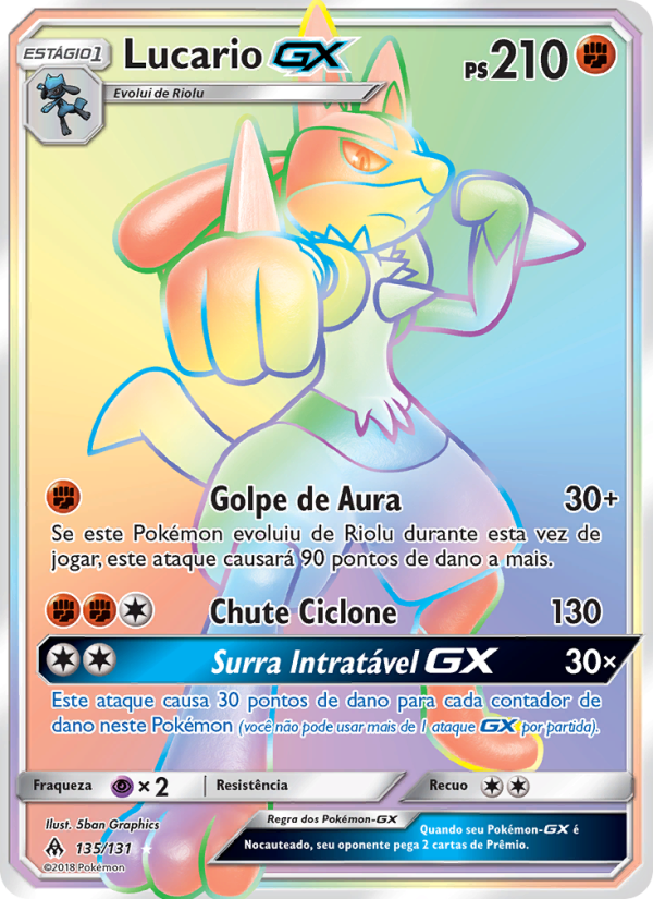 Lucario GX 135 — Luz Proibida (Portuguese Pokémon TCG card)