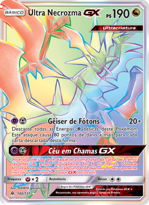 Ultra Necrozma GX 140 — Luz Proibida (Portuguese Pokémon TCG card)