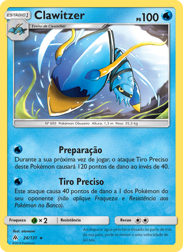 Clawitzer 26 — Luz Proibida (Portuguese Pokémon TCG card)