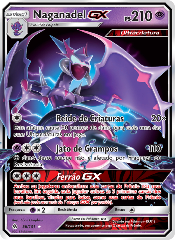 Naganadel GX 56 — Luz Proibida (Portuguese Pokémon TCG card)