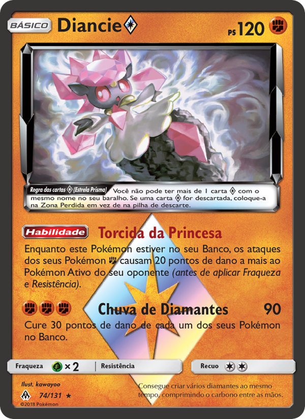 Diancie ◇ 74 — Luz Proibida (Portuguese Pokémon TCG card)