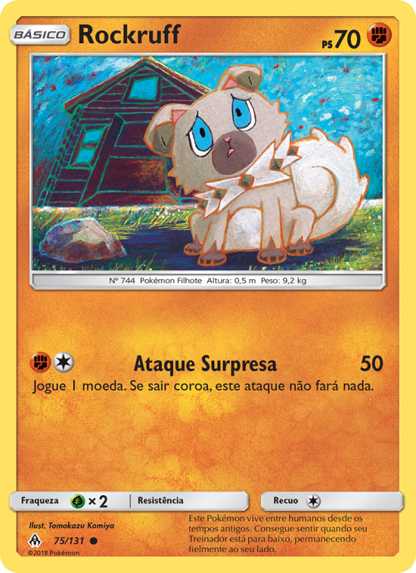 Rockruff 75 — Luz Proibida (Portuguese Pokémon TCG card)