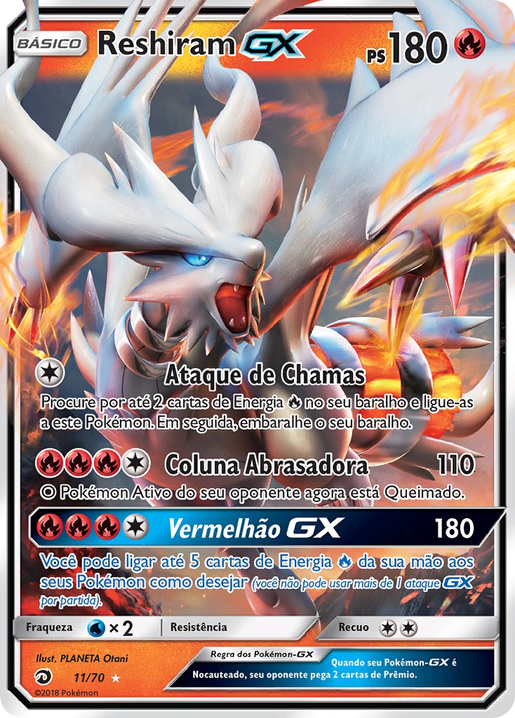 Reshiram GX 11 — Majestät Der Drachen (Portuguese Pokémon TCG card)
