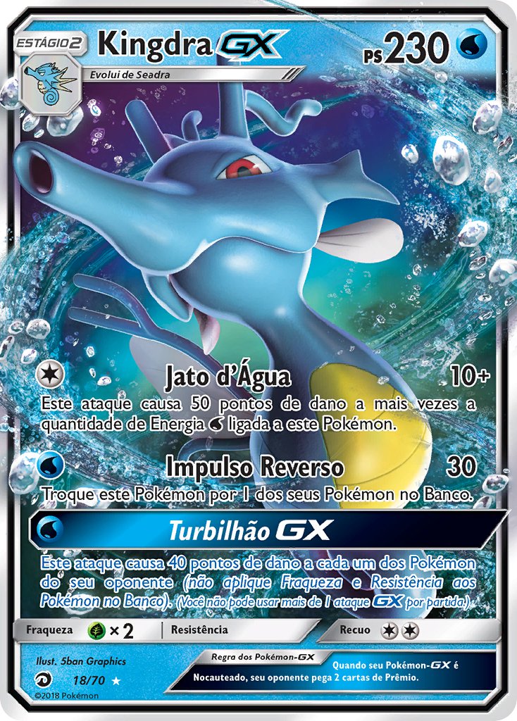 Kingdra GX 18 — Majestät Der Drachen (Portuguese Pokémon TCG card)